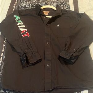 Ariat Black Button-Down Shirt with Multicolor Sleeve Logo